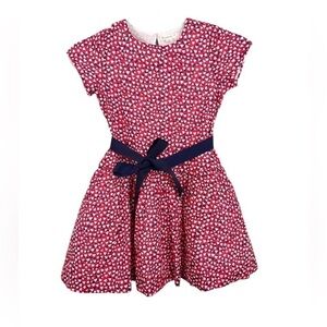 Crewcuts Heart Print Fit and Flare Dress Belted